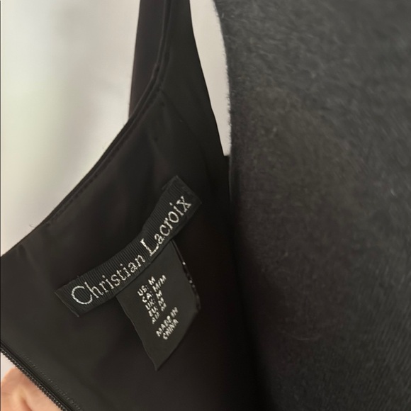 Christian Lacroix Little Black Dress. Lined form fit elastane stretch. Medium. - Picture 12 of 16
